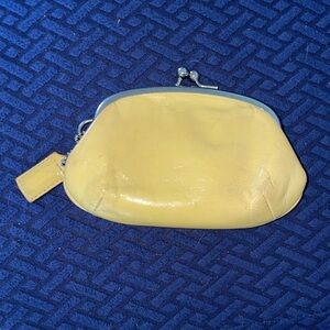 Coach Yellow Leather kiss lock coin purse